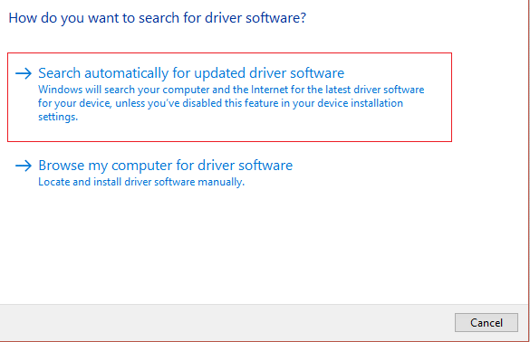 Search automatically for updated driver software