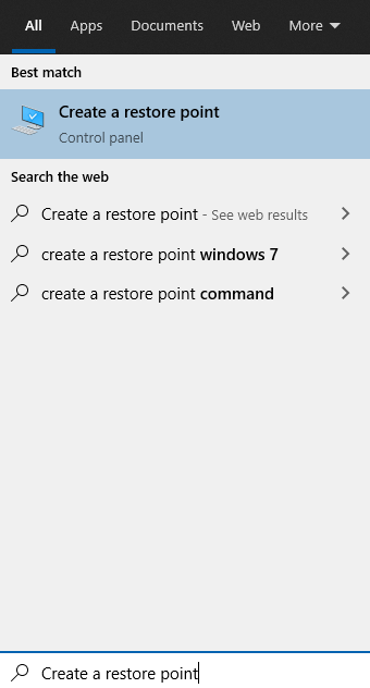 Create a restore point