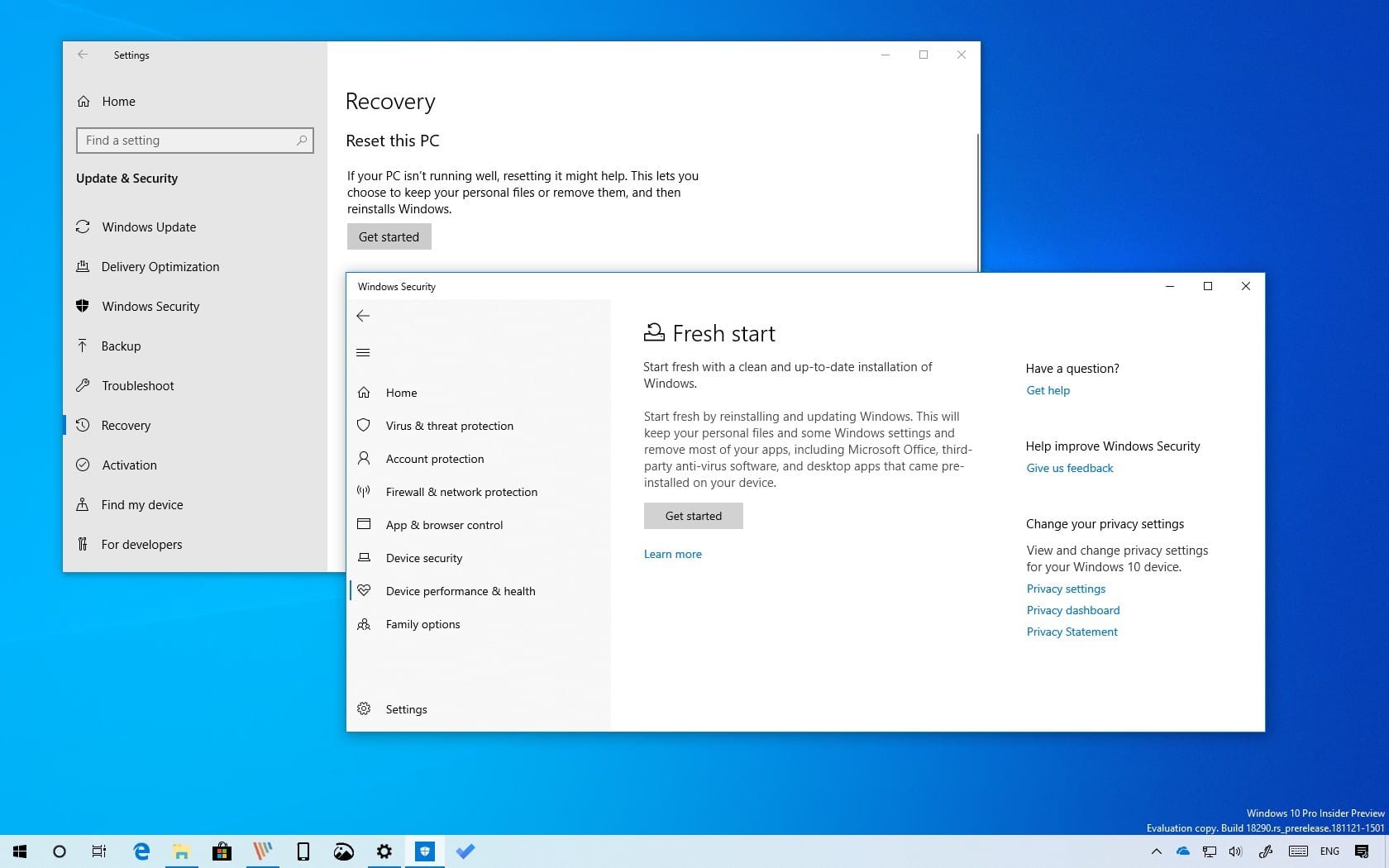 Fresh Start” Option To Factory Reset Windows 10