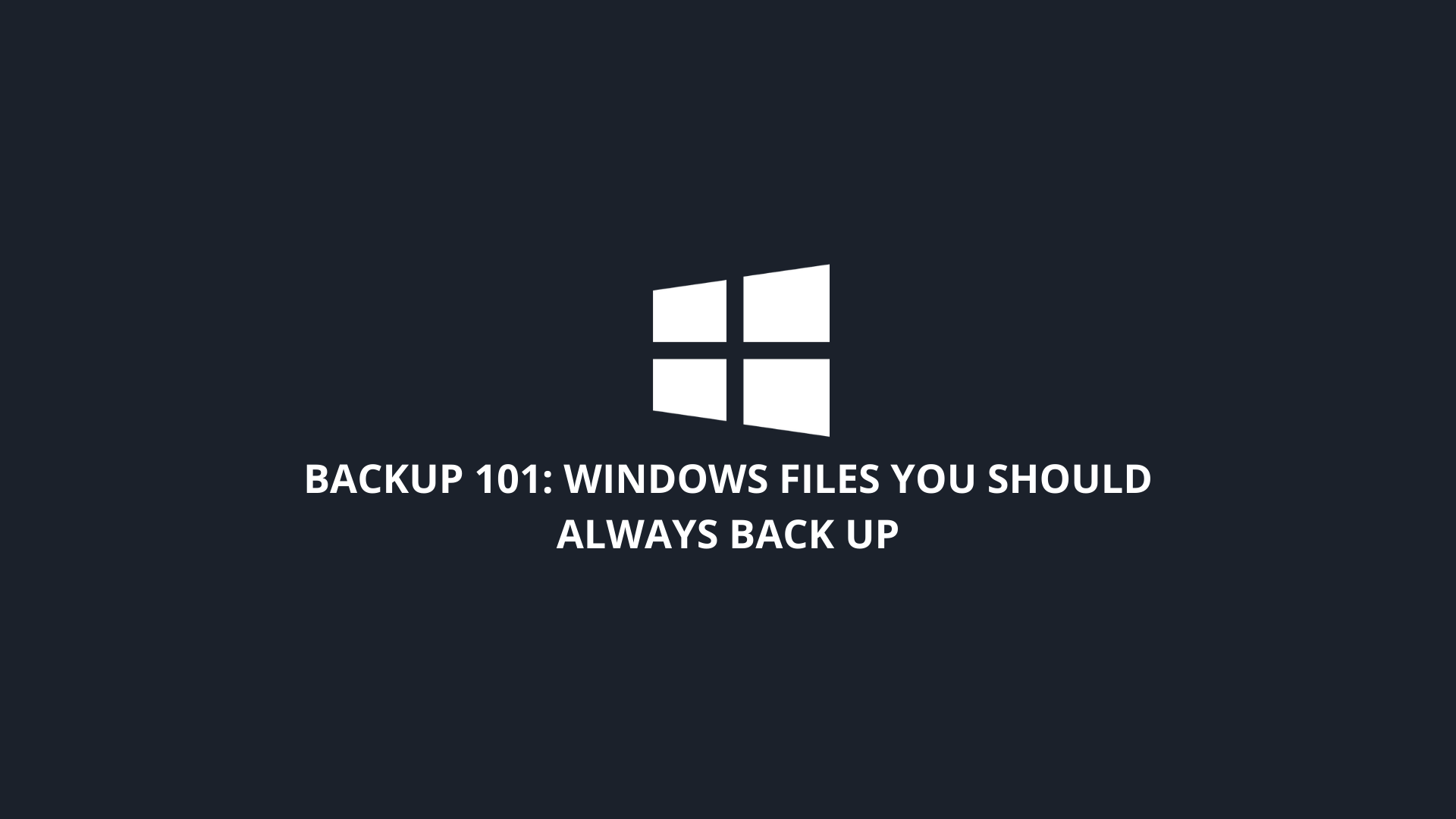Backup 101: Windows Files and Folders You Should Always Back Up
