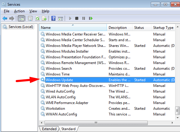 Windows Update stop service