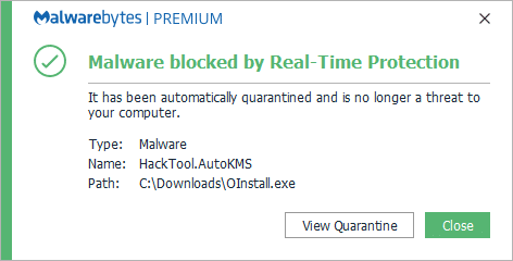 Malwarebytes Free для удаления этого вируса AutoKMS