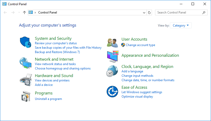 Windows Control Panel