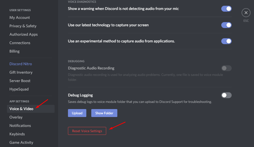 reset voice settings
