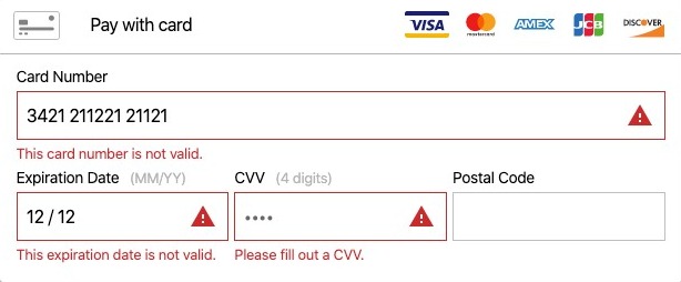 Valid credit card details