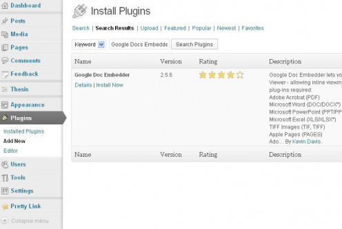 Busque "Google Docs Embedder" para localizar el complemento adecuado.