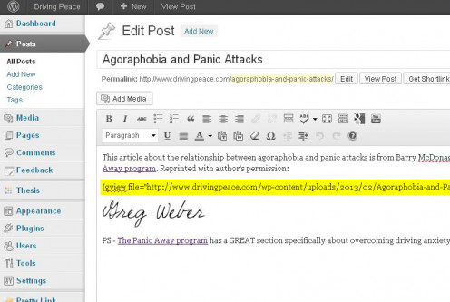 El código abreviado aparece en el cuerpo del texto. ¡No olvide actualizar su trabajo!