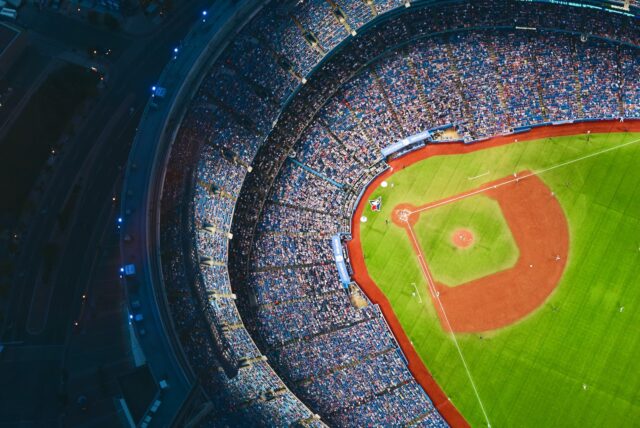 aerial photography of baseball stadium