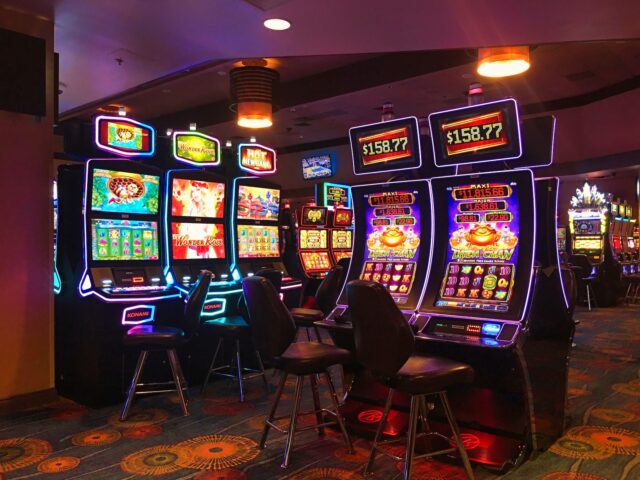 black and blue arcade game machine